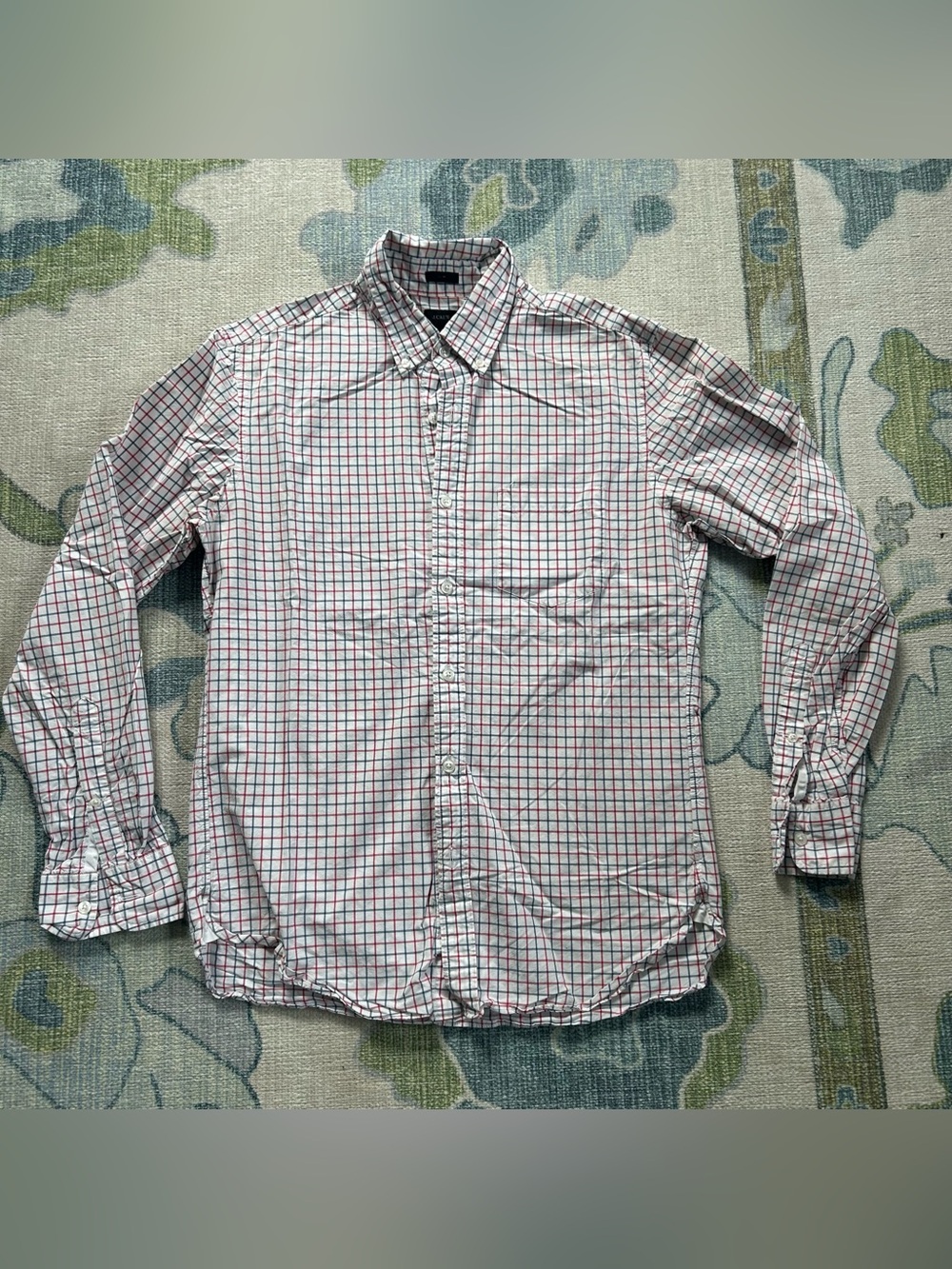 J.Crew Slim Oxford Shirt Men’s M White Red Blue Windowpane Check
